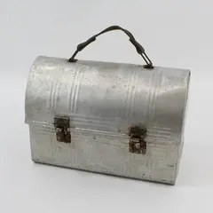 Vintage 1960's Silver Retro Aladdin Dome Camelback Top Lunch Box No Thermos