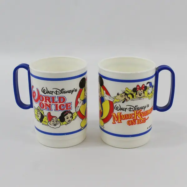Vintage Whirley Disney On Ice Mug Pair World & Magic Kingdom