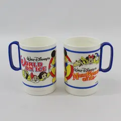Vintage Whirley Disney On Ice Mug Pair World & Magic Kingdom