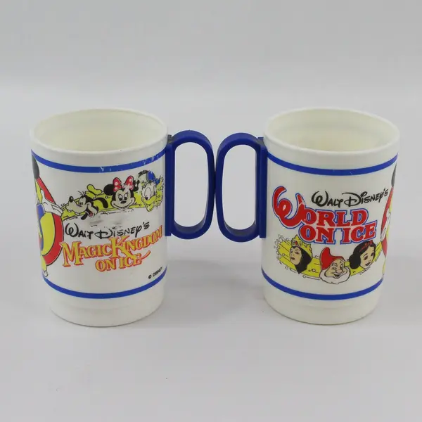 Vintage Whirley Disney On Ice Mug Pair World & Magic Kingdom
