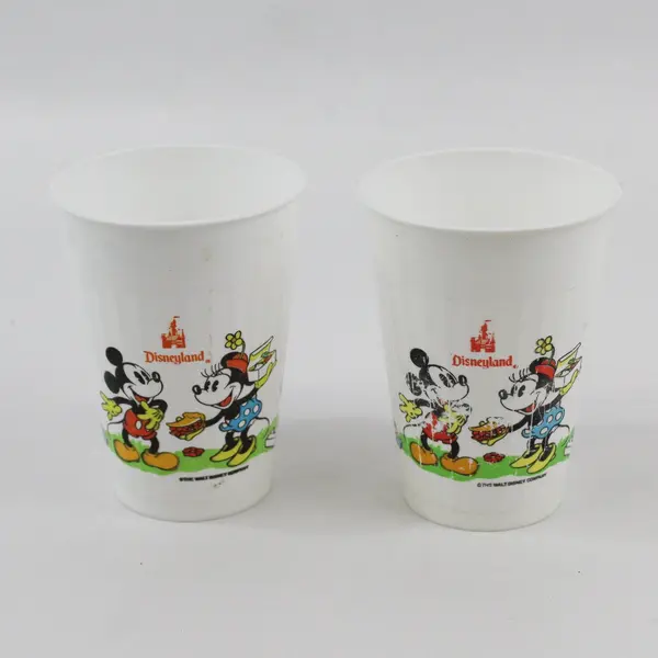 Lot of 2 Vintage 1990 PackerWare Disneyland Mickey Minnie 8oz Cups