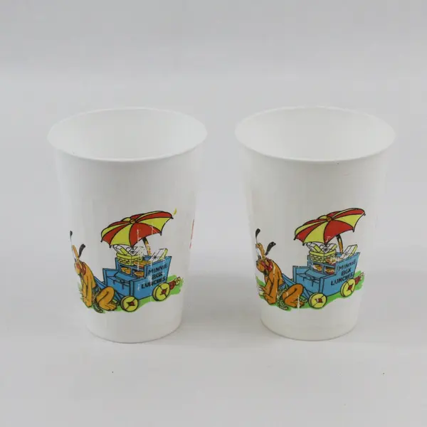 Lot of 2 Vintage 1990 PackerWare Disneyland Mickey Minnie 8oz Cups