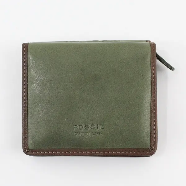 Fossil Women's Olive Floral Embossed Leather Compact Trifold Wallet