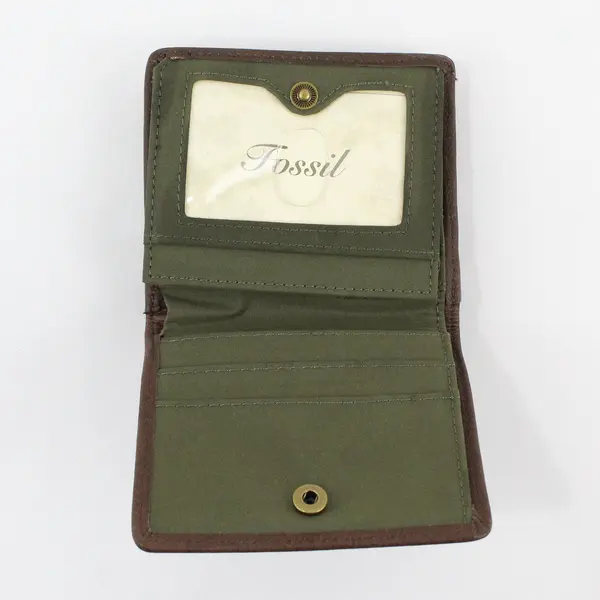 Fossil Women's Olive Floral Embossed Leather Compact Trifold Wallet