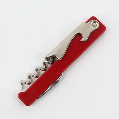Red Waiters Corkscrew Wine Key Foil Cutter Pocket Opener Used