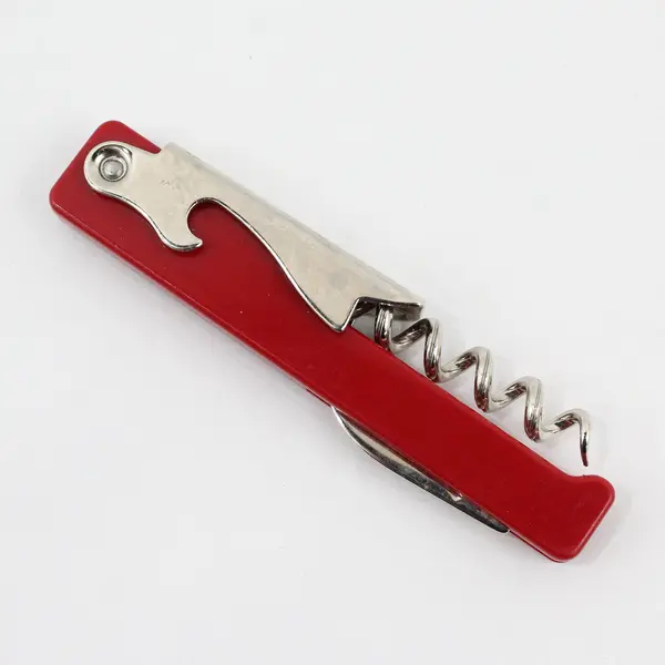 Red Waiters Corkscrew Wine Key Foil Cutter Pocket Opener Used
