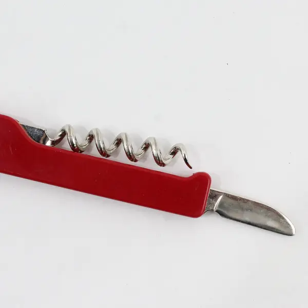 Red Waiters Corkscrew Wine Key Foil Cutter Pocket Opener Used