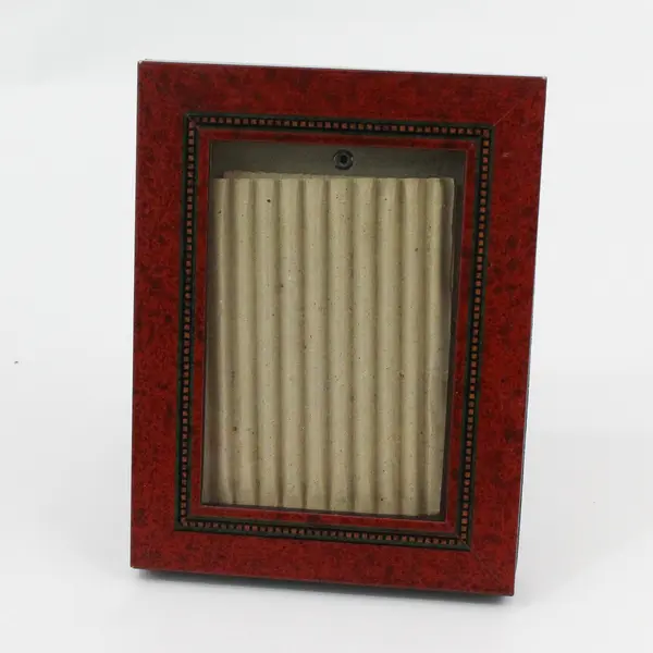 Lot of 2 Vtg Wooden Picture Frame Marquetry Border 3.5x4.5 Opening