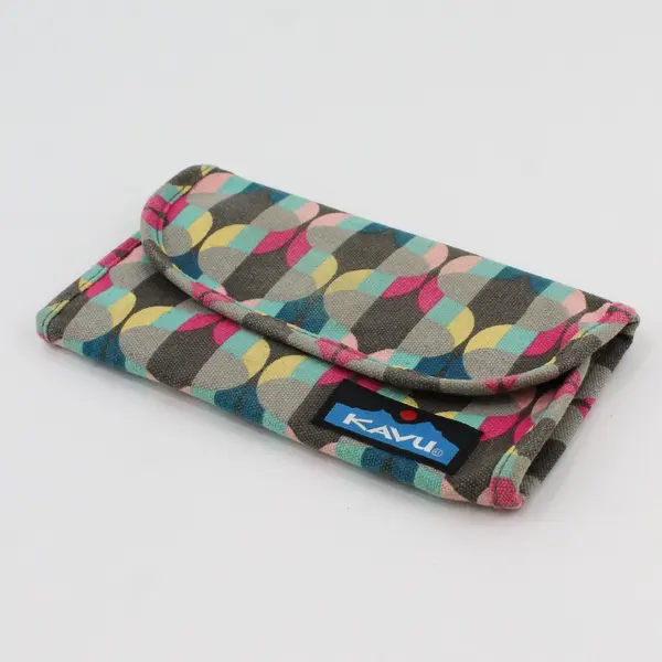 KAVU Trifold Canvas Wallet Clutch Geometric Pattern Logo Patch