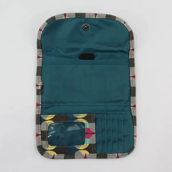 KAVU Trifold Canvas Wallet Clutch Geometric Pattern Logo Patch