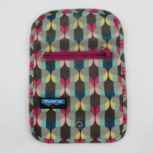 KAVU Trifold Canvas Wallet Clutch Geometric Pattern Logo Patch