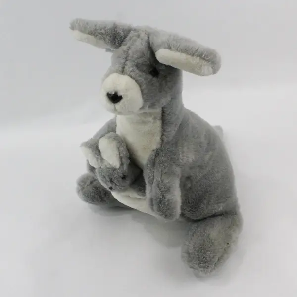 Gray Kangaroo Plush Mom & Joey Stuffed Animal 15 in