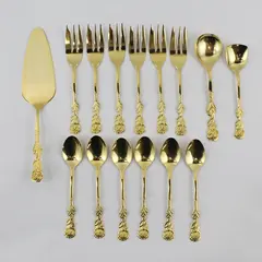 HARTVERGOLDET 15Pc 24K Gold Plated Flatware Set Rose Solingen Germany