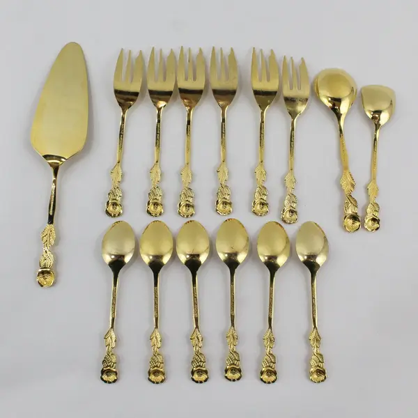 HARTVERGOLDET 15Pc 24K Gold Plated Flatware Set Rose Solingen Germany