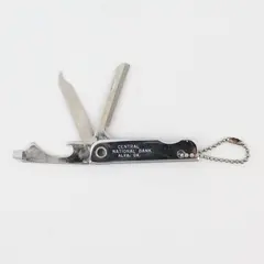 Central National Bank Alva OK Advertising Pocket Knife Bottle Opener Keychain