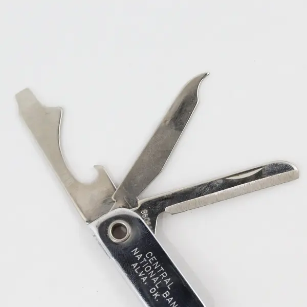 Central National Bank Alva OK Advertising Pocket Knife Bottle Opener Keychain