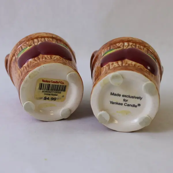 Set of 2 Yankee Candle Apple  Barrel Votive Candle Holder Farmhouse Country 