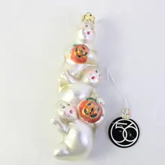 Dept 56 Hand-Blown Glass Halloween Ornament 3 Ghosts Jack-O-Lanterns 33829