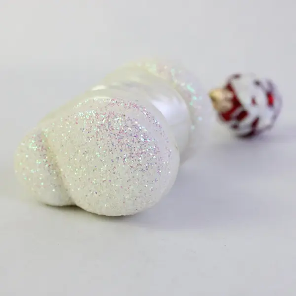 Lot of 7 White Frosted Pine Cone Ornaments Red Round Santa Boot Glass