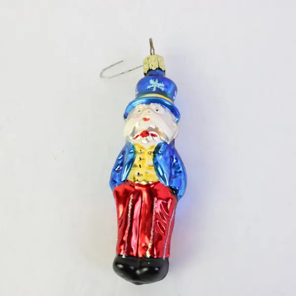 Lot of 3 Hand-Blown Glass Ornaments Uncle Sam Santa Boot Candle