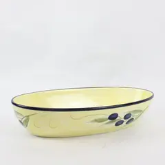 Vintage HD Designs Hand-Painted Ceramic Serving Dish Olive Branch Yellow