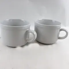 Set of 2 White Porcelain Mugs
