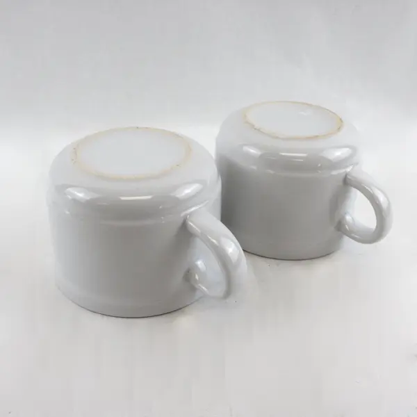 Set of 2 White Porcelain Mugs