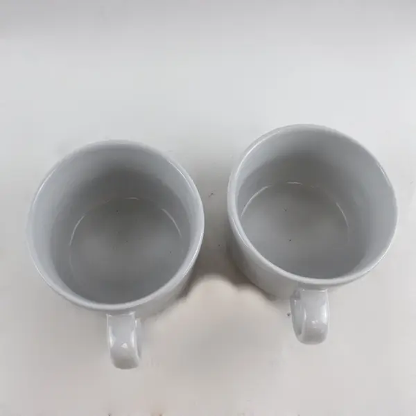 Set of 2 White Porcelain Mugs