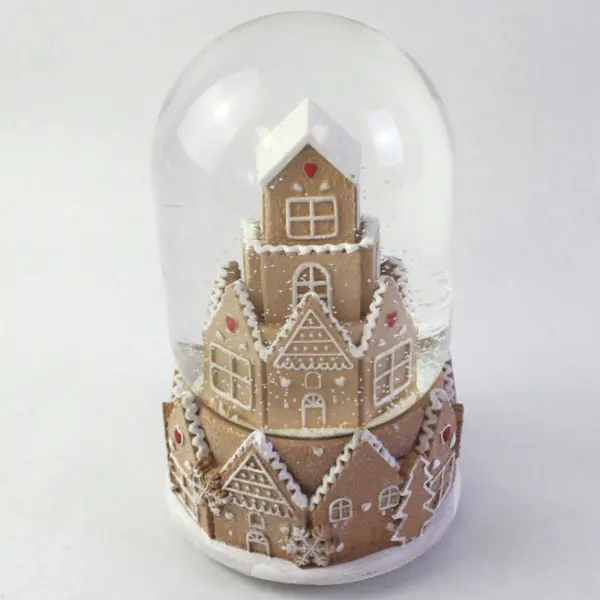Gingerbread Musical Snow Globe We Wish You a Merry Christmas Holiday