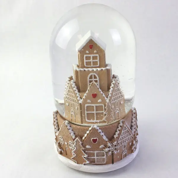 Gingerbread Musical Snow Globe We Wish You a Merry Christmas Holiday