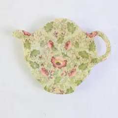 Vintage Ceramic Floral Teapot Tea Bag Holder Collectible Kitchen Decor