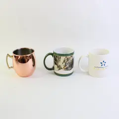Lot of 3 Coffee Mugs Cups Copper Cat Episcopal Church Colorado