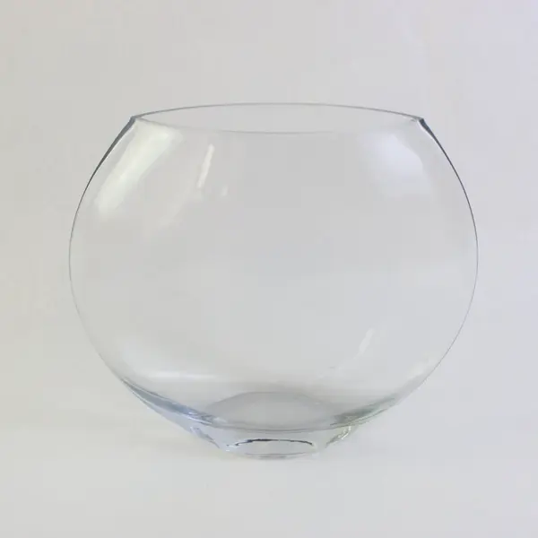 Clear Round Glass Vase Narrow Neck Decor