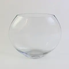 Clear Round Glass Vase Narrow Neck Decor
