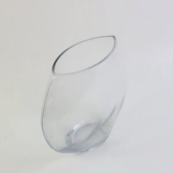 Clear Round Glass Vase Narrow Neck Decor