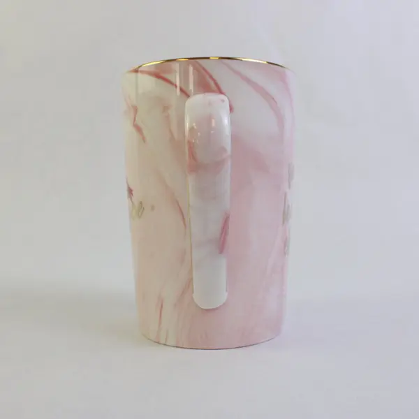 Pink Flamingo Mug Gold Trim Coffee Tea Cup Swirl Marble Design