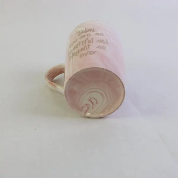 Pink Flamingo Mug Gold Trim Coffee Tea Cup Swirl Marble Design