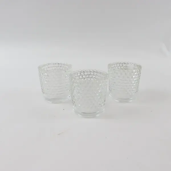 Set of 3 Clear Hobnail Glass Votive Candle Holders Farmhouse Decor