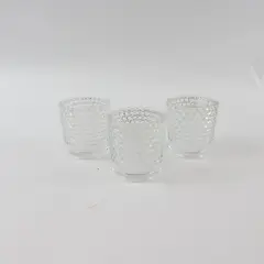 Set of 3 Clear Hobnail Glass Votive Candle Holders Farmhouse Decor