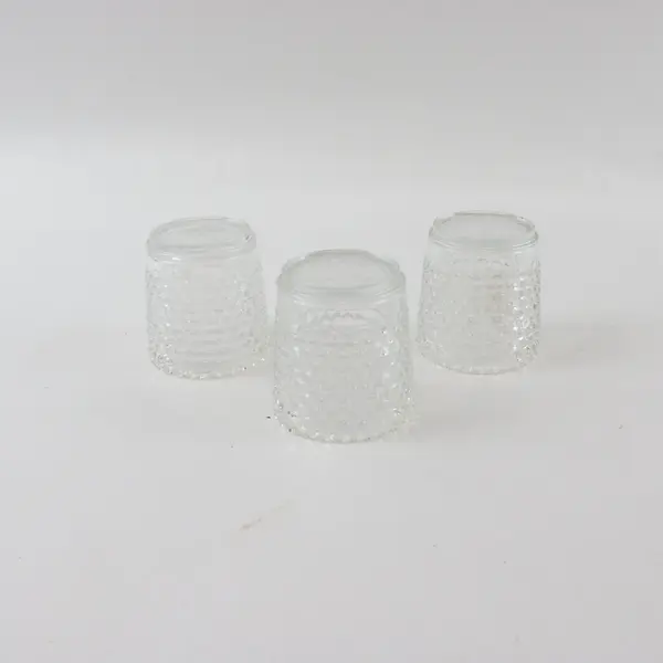 Set of 3 Clear Hobnail Glass Votive Candle Holders Farmhouse Decor