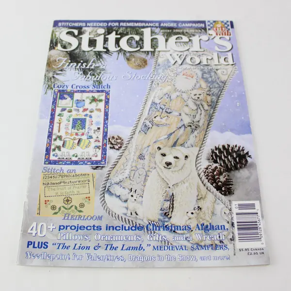 VTG Stitcher's World Magazine Jan 2002 40+ Xmas Projects for Cross-Stitch Good