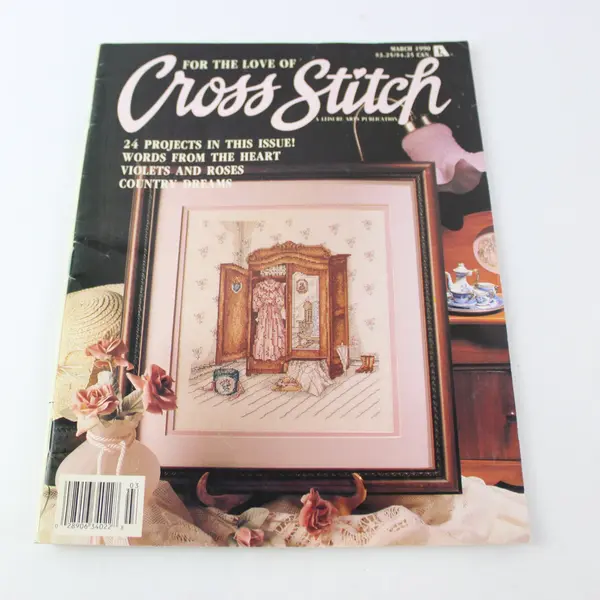 VTG Lot of 3 For The Love of Cross Stitch Magazines Mar 1990 Jan 1994 & Jan 1997