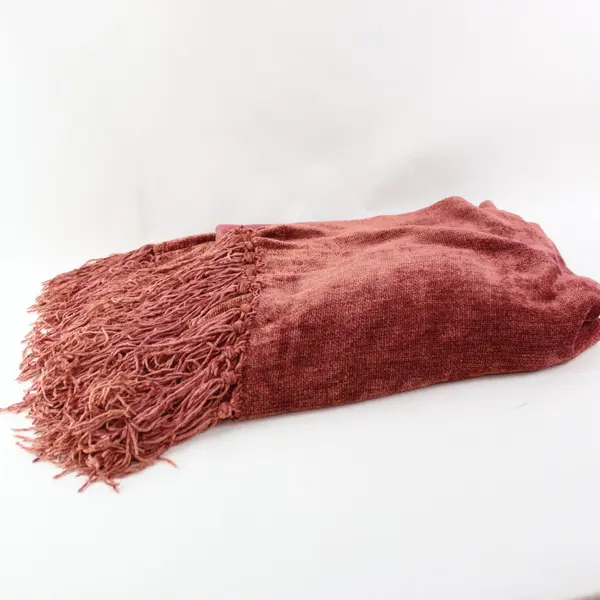 KAS Australia Red Fringe Knit Throw Blanket 54"x66"