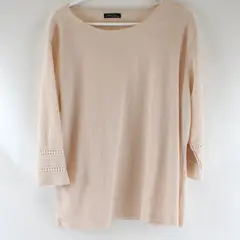 Ofeefan Light Pink Crochet Detail 3/4-Sleeve Waffle Knit Top Women's XXL