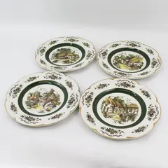Vintage Wood & Sons Ascot Village Stoneware Plates Set of 4 10.75"
