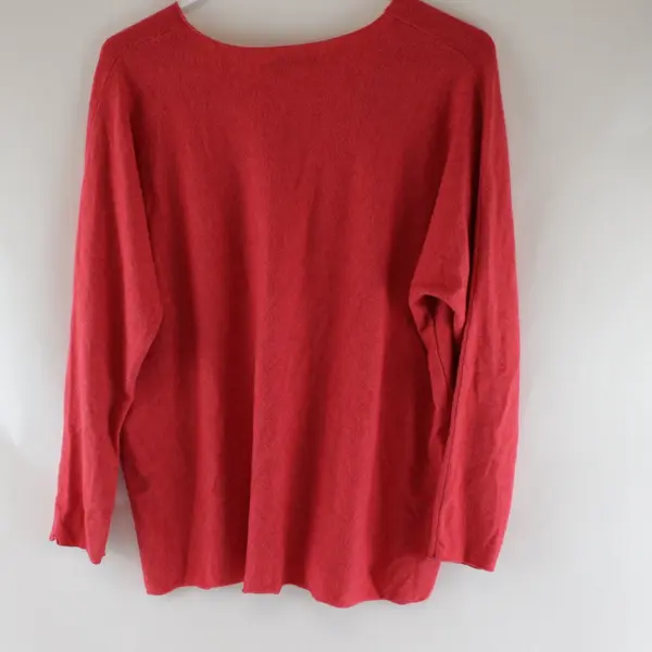 Angela Mara Red Long-Sleeved V-Neck Sweater Women's XL