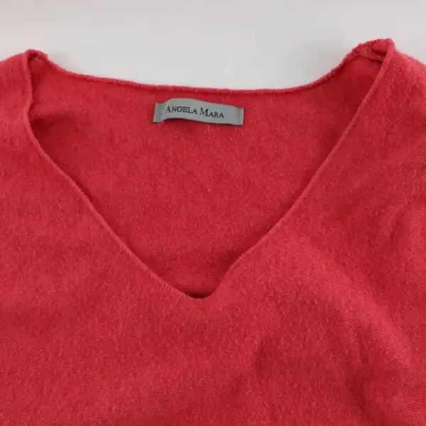 Angela Mara Red Long-Sleeved V-Neck Sweater Women's XL