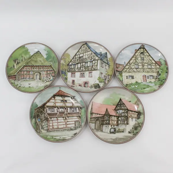 Vintage Set of 5 Konigszelt Bayern German House Plates Karl Bedal 1980s