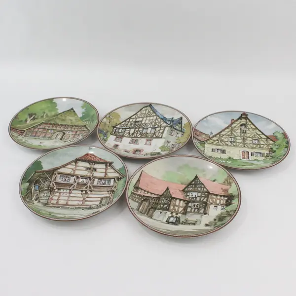 Vintage Set of 5 Konigszelt Bayern German House Plates Karl Bedal 1980s
