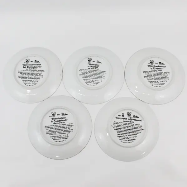 Vintage Set of 5 Konigszelt Bayern German House Plates Karl Bedal 1980s